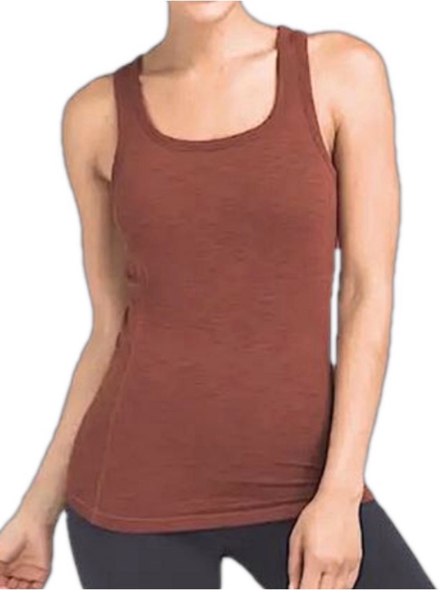 Prana ‘Becksa’ Ribbed Tank Built In Bra Athletic Top Brown Medium Racer Back